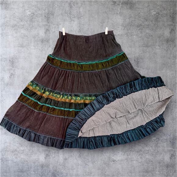 FJVA Paris “Thème Bohème” Boho Maxi Skirt – Made in France –Vintage 2000’s Sz 44 - Picture 2 of 6